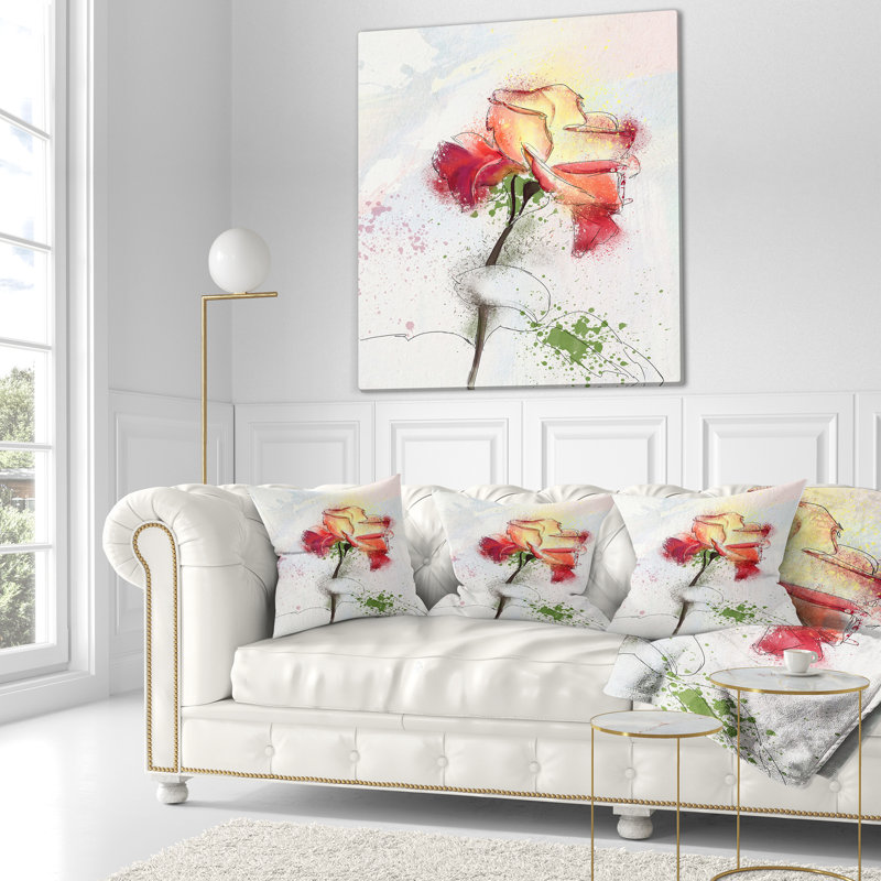 Coussin décoratif floral magnifique rose, 16 po x 1 po, Coussin décoratif