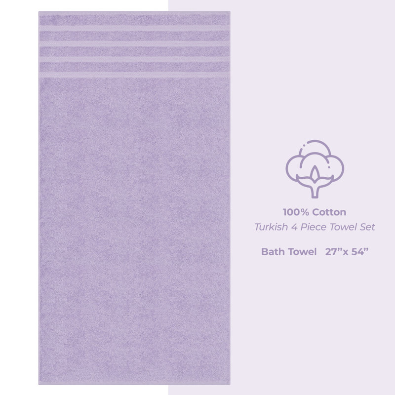 Ensemble de serviettes de bain turques de luxe 100% coton 4 pièces Edison Collection, Lilas