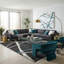 Tapis intérieur / extérieur à lignes abstraites gris / bleu 4 pi x 6 pi (3 pi 9 po x 5 pi 6 po) Branchar Azar-629713540