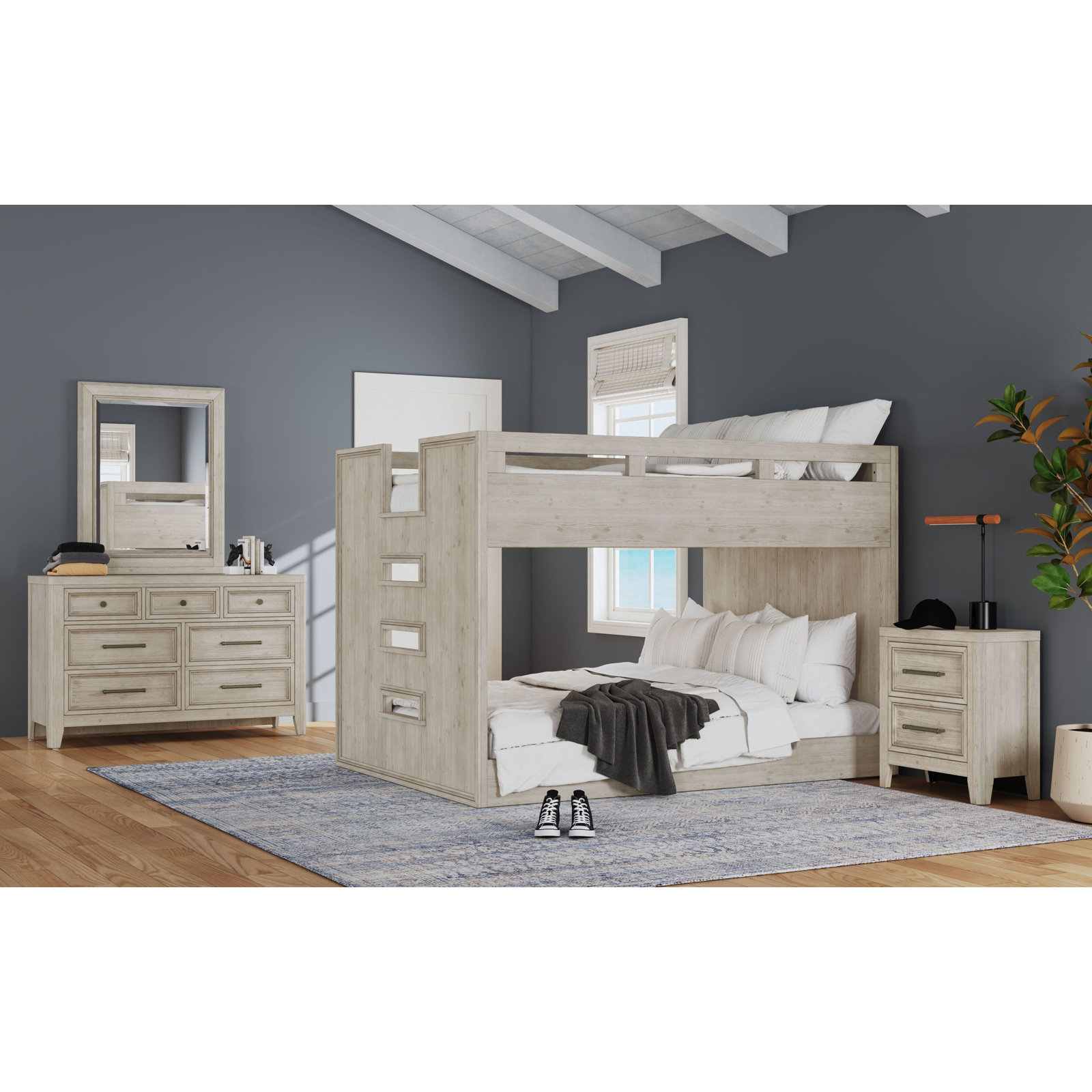 Jemma Solid Wood Nightstand, Washed Linen