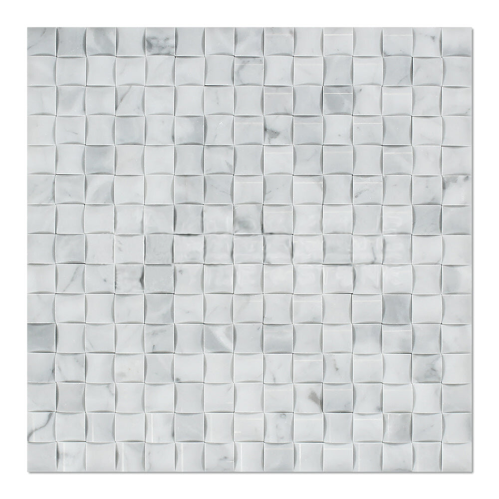 White Carrara Marble 5/8x5/8 Polished Mosaic Tile