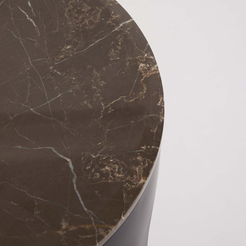 Camilla Marble End Table, Matte Black, Terra Brown, 22" H x 20" W x 20" D