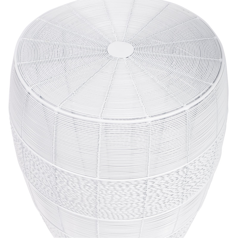 Hegwood Metalworks Drum End Table, White