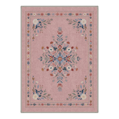 Tapis de couloir oriental délavé rétro lavable à la machine Vintage
