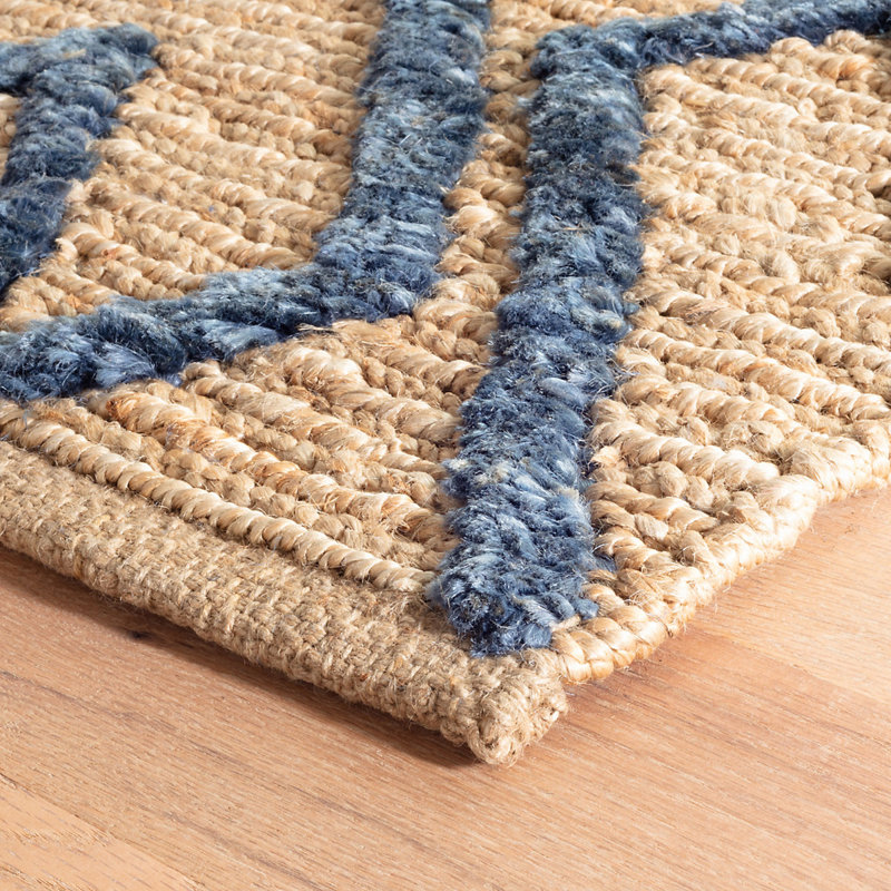 Marco Navy Jute Soumak Handwoven Rug, Runner 2'6" x 8'