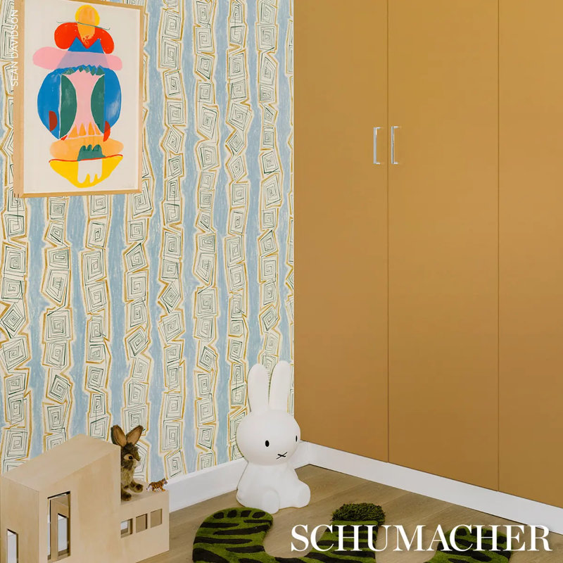 Schumacher x Backdrop Taboo Wallpaper, Sky