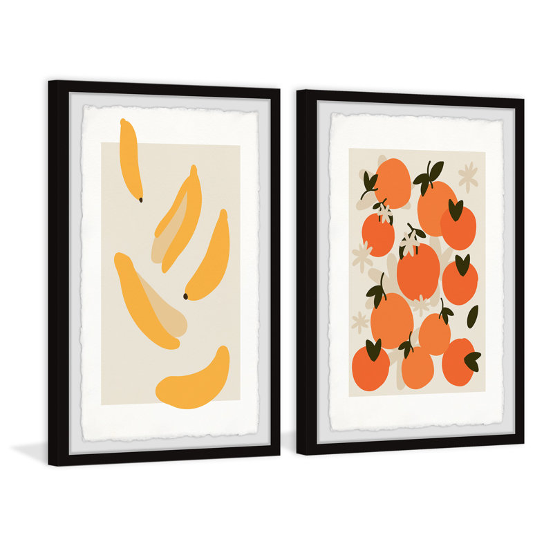 Heathcock Banana and Oranges 2 Piece Single Picture Frame Painting, 45cm H x 38cm W x 3.81cm D