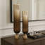Porte-bougie décoratif décoratif en verre pour décor de table - Bougeoir moderne pour décor de salon - ensemble de 2, 20 po, 23 po, brun