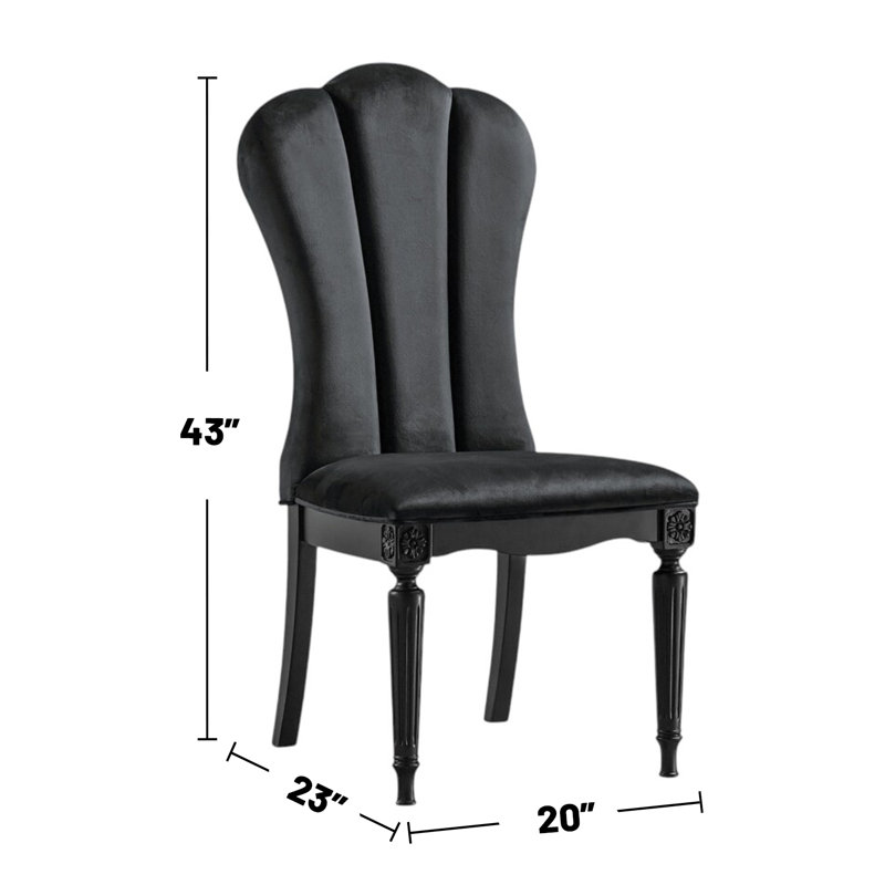 Ensemble de 2 chaises de salle à manger rembourrées avec pieds cannelés tournés , Noir, noir, noir, noir