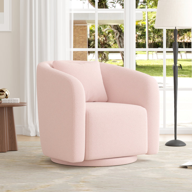 Fauteuil demi-tonneau pivotant Bashar, Rose, H 29,5 po x l 31,1 po x P 31,1 po