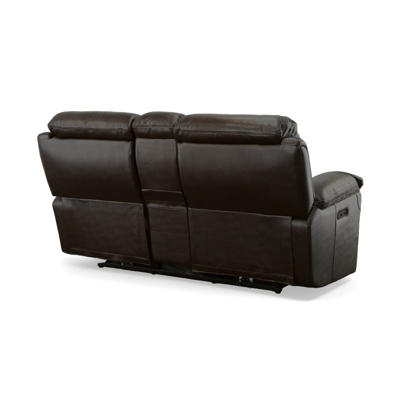 Fenwick Power Reclining Loveseat with Console and Power Headrests, Black