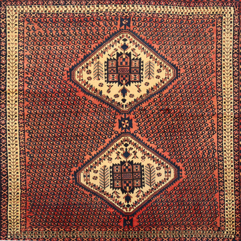 Tapis oriental marron / beige, Rond 8 pi