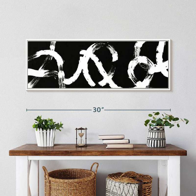 Coups abstraits BW, 31" X 11", Floating Frame White