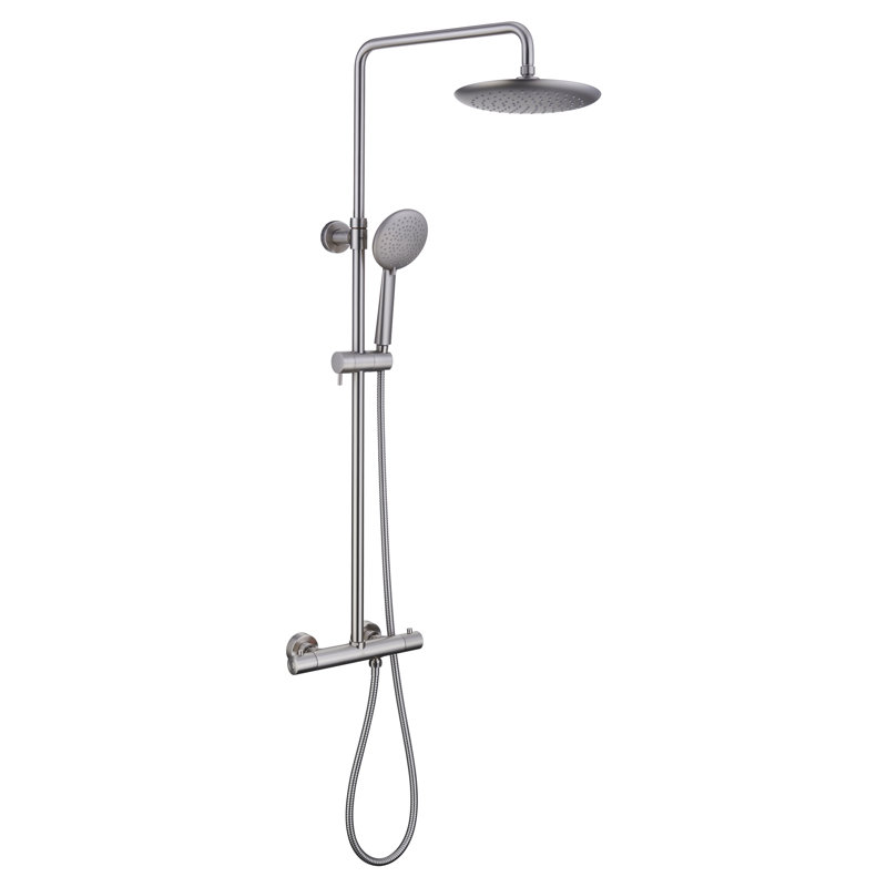 Brushed Nickel Wall Mounted Rain Shower System with Handheld