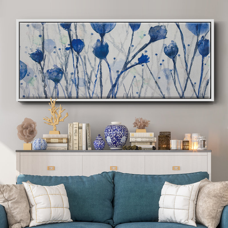 Jardin bleu - Toile encadrée, H 20 po x l 50 po
