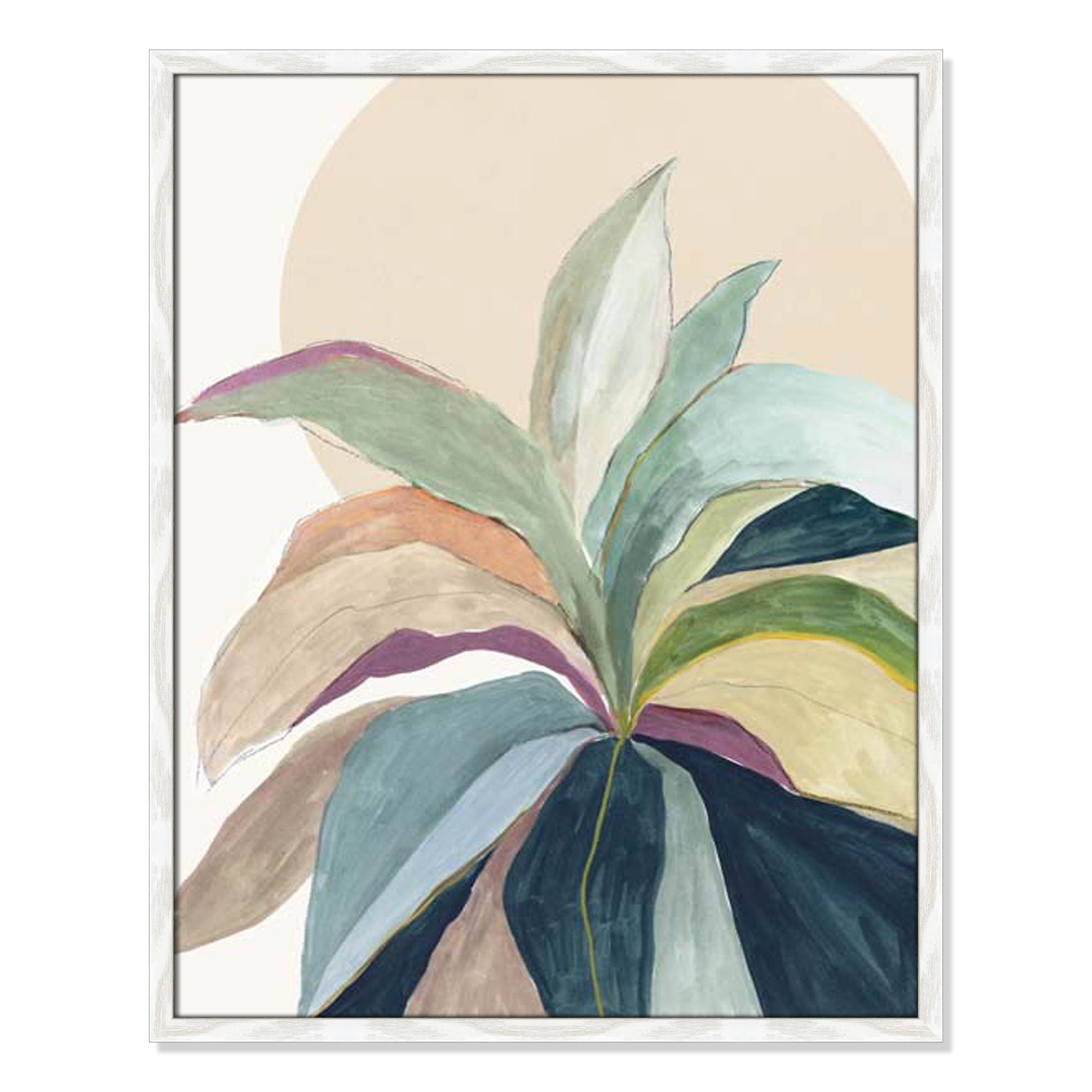 Sunny Bright Leaves II by Asia Jensen, 29.5" H x 23.5" W x 0.75" D, White Slim Unmatted Picture Framed