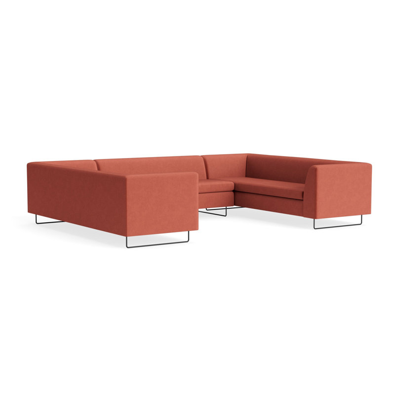 MTO - Bonnie & Clyde U-Shaped Sectional w/ Black Legs, Tomato Velvet