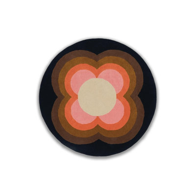 Tapis rond lavable multicolore à motif géométrique