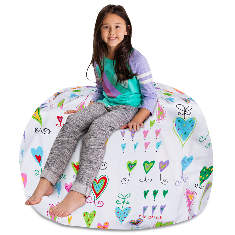 Kids Bean Bag Chair Cover - Stuffed Animal Storage & Toy Organizer with Zipper - Plush Storage Kids Bean Bag Cover only for Toddlers and Children's Rooms - Organizes Pillows, Blankets, and Stuffies - Multiple Colors, Sizes, and Fabrics