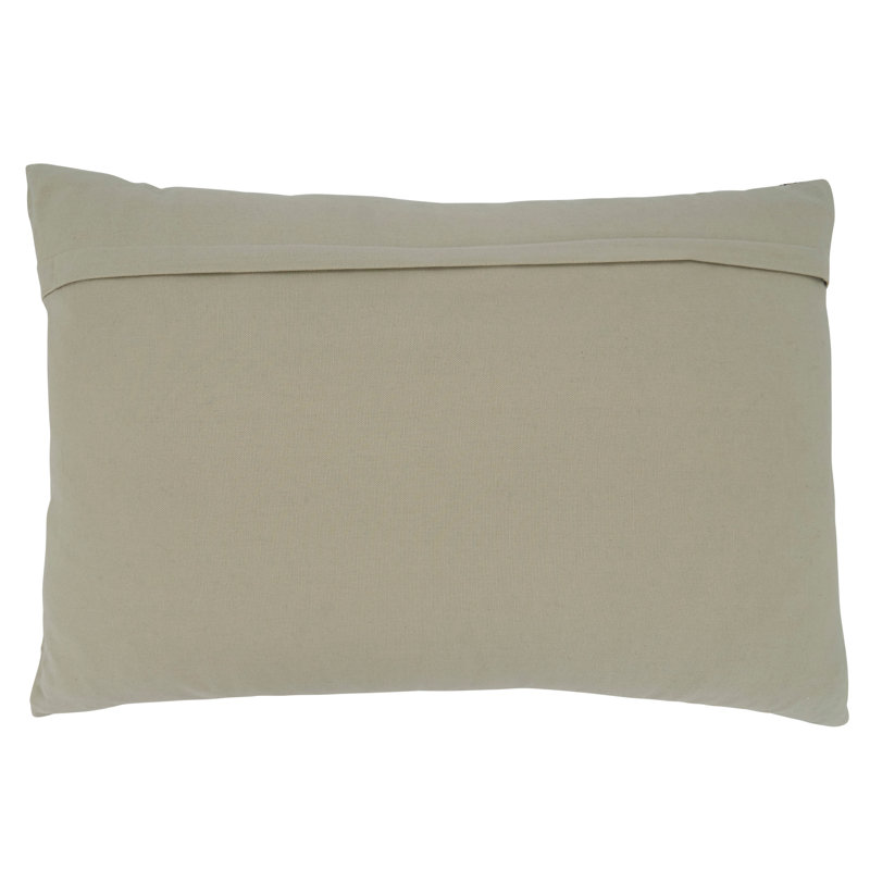 Brown and Beige Rectangular Woven Cotton Throw Pillow
