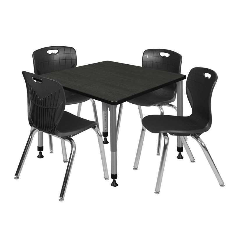 Ensemble de table de salle à manger et chaise Romig Kee, Noir, Érable, H 34 po x L 90 po x l 30 po
