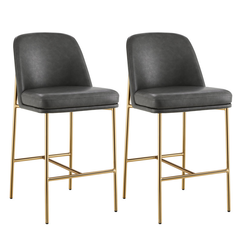 Tabouret de comptoir 27 po Angelick, Gris, Doré