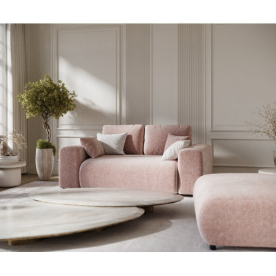 Two-seater square arms loveseat sofa