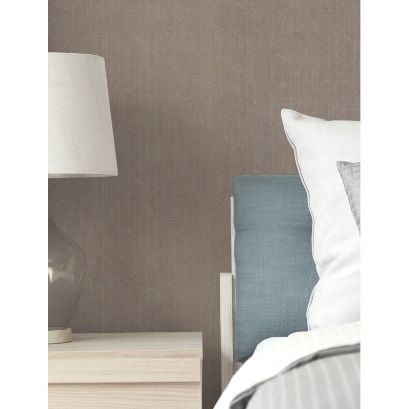 Geometric Wallpaper Roll, Aged Bronze