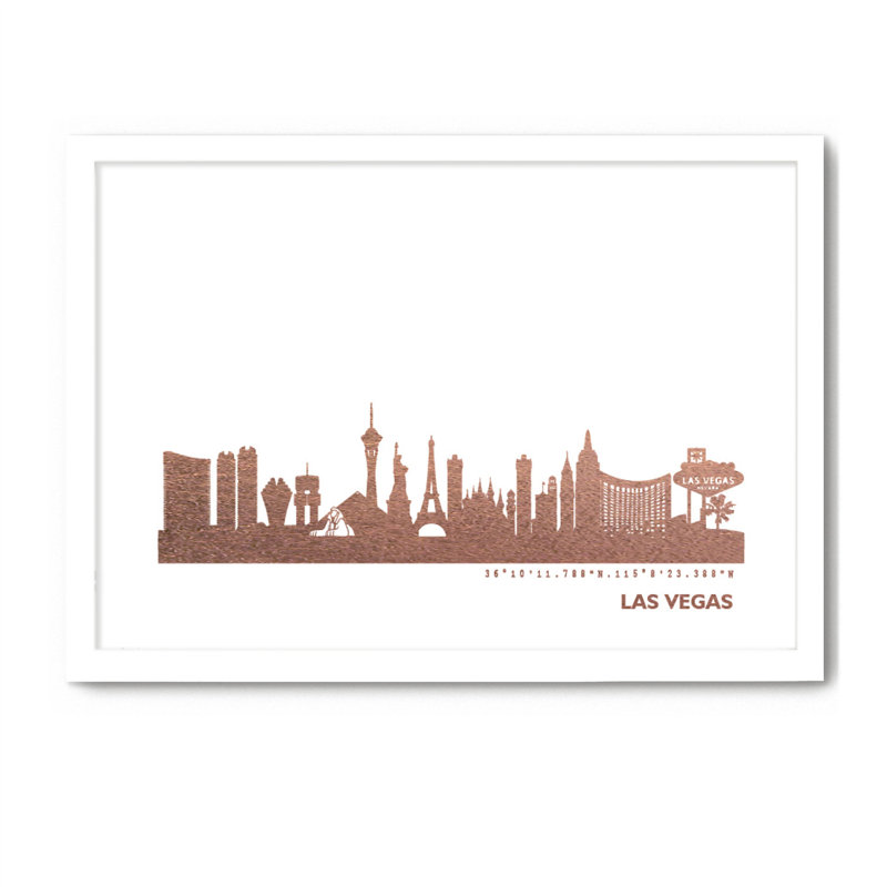 Las Vegas Las Vegas Skyline 1 Piece Single Picture Frame Wall Art, 33cm H x 43cm W x 4cm D