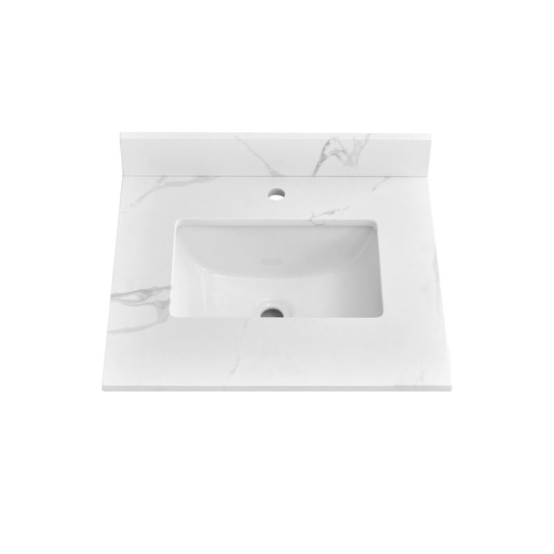 Comptoir de meuble-lavabo en quartz 24 po avec lavabo encastré et dosseret