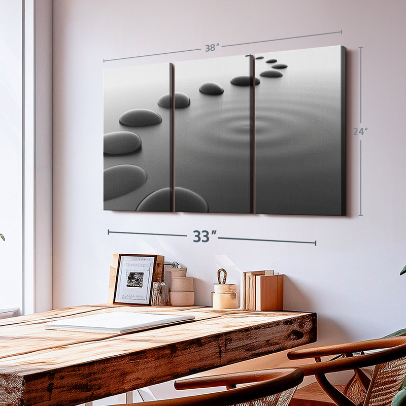 «Pebbles On Water» sur toile, H 24 po x l 38 po