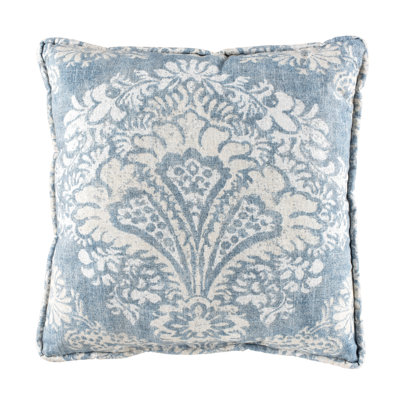 Alexandra Denim Traditional Cotton Damask Square Pillow