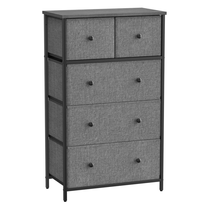 Adeoye 5 - Drawer Chest of Drawers, Grey/Black
