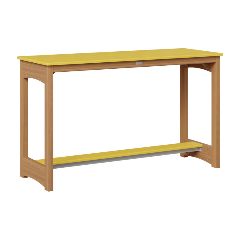 Balcony Outdoor Bar Table, Sunburst Yellow, 35.5" H x 60" W x 22" D, Natural Teak