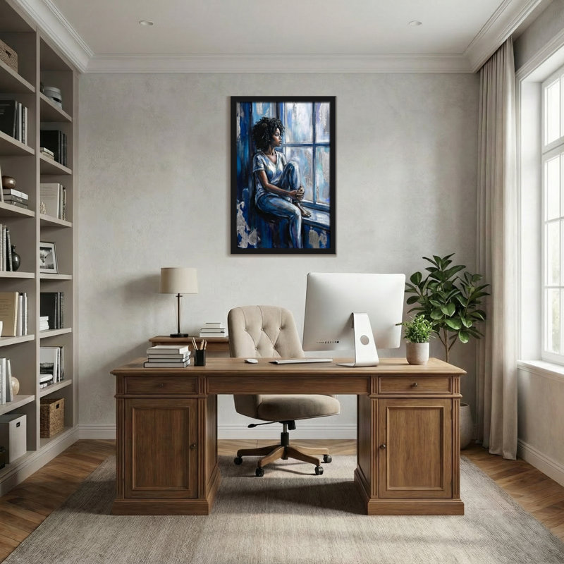 Abstract Woman Sitting By Window, H 36 po x l 24 po