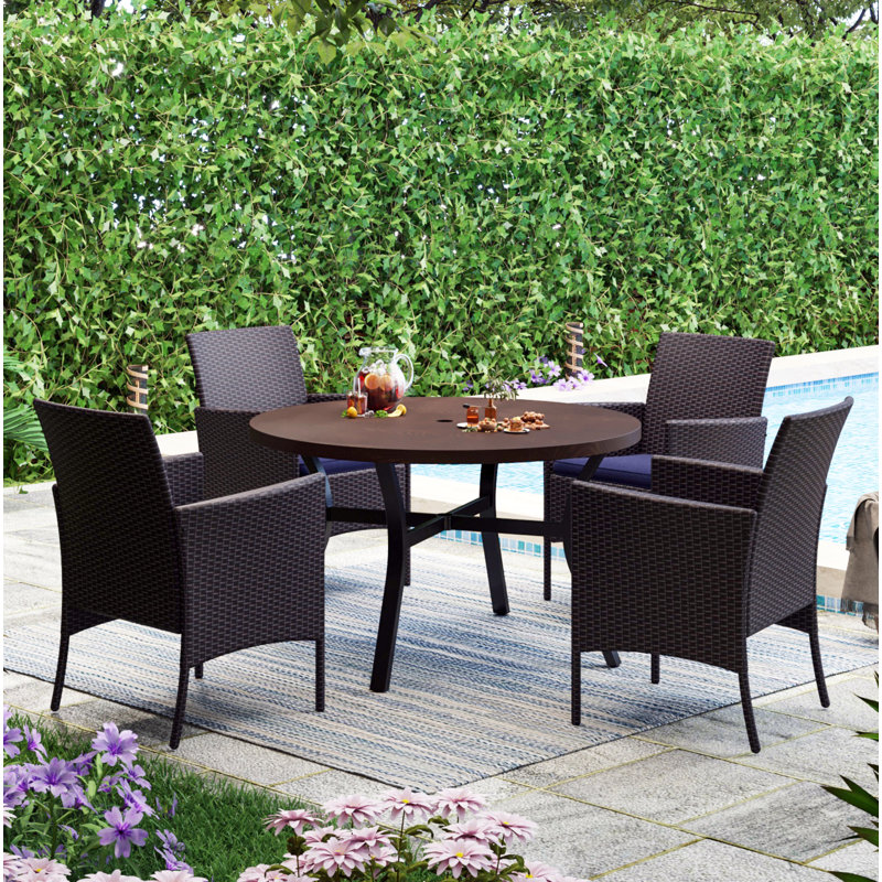4 - Person Patio Dining Set with Rectangular Table , Cushions Included