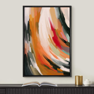 Abstrait multicolore arc-en-ciel aux couleurs pastel, coups de tourbillon, formes minimalistes, décor relax / zen nordique