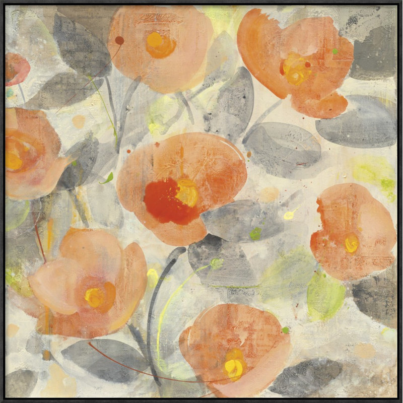 « popy jardin ii », impression, H 18 po x l 18 po x P 1,5 po, Toile tendue, Pas de tapis