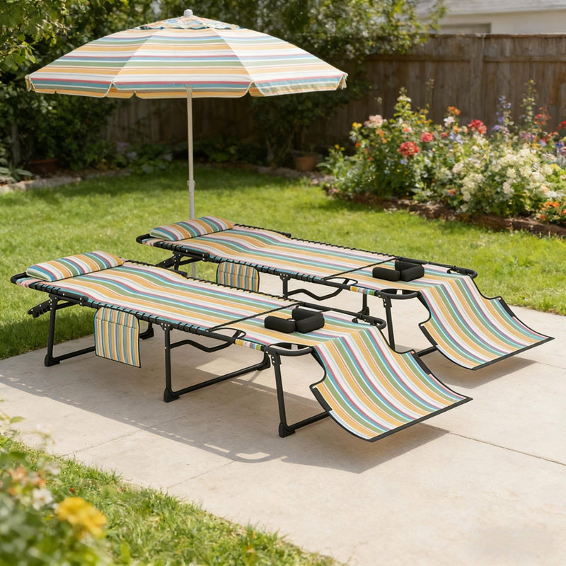 Outdoor Chaise Lounge Beach Chair, Colorful, 2
