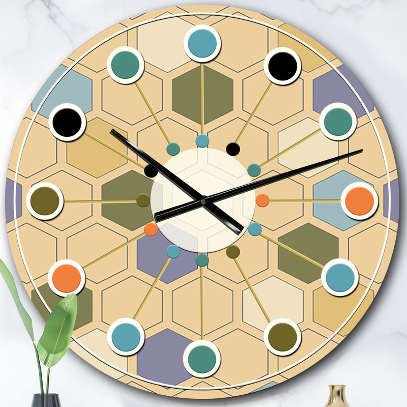 Horloge murale rétro Mid-Century, Surdimensionné