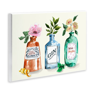 Art floral sur plaque de bouteilles d'alcool par Kate Eldridge