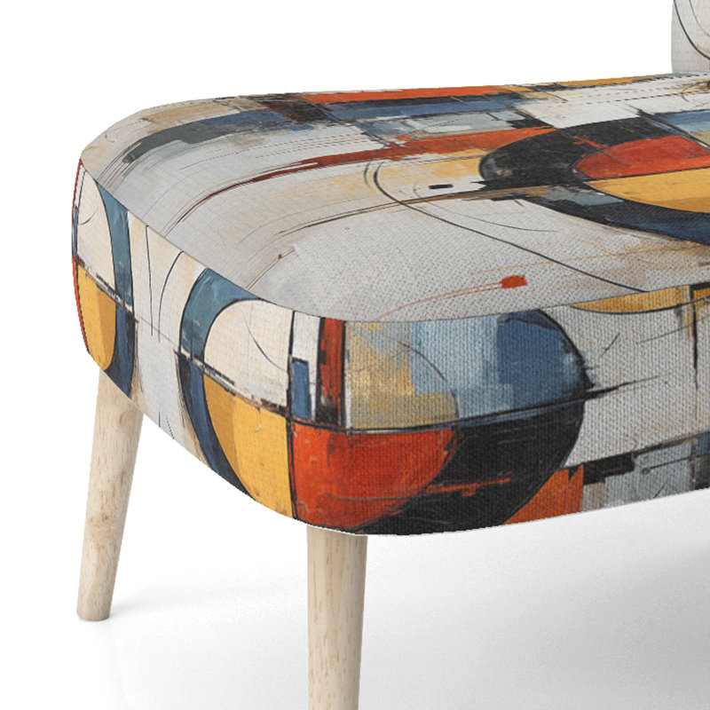 Colorful Mid Century Abstract Fusion I - Chaise d'appoint rembourrée de style Mid-Century moderne, chaise d'appoint abstraite de style Mid-Century