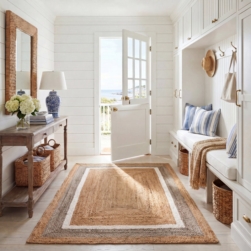 Fogarty Hand Woven Jute Area Rug with Latex and Cotton Backing, Rectangle 5' x 8'