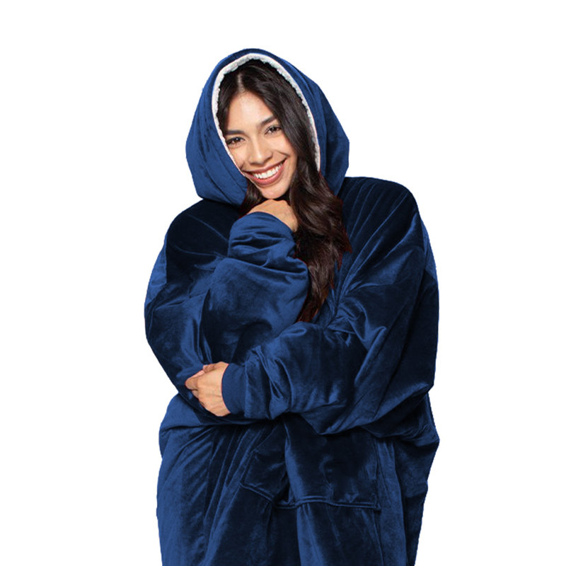 Couverture à capuche en velours, Bleu