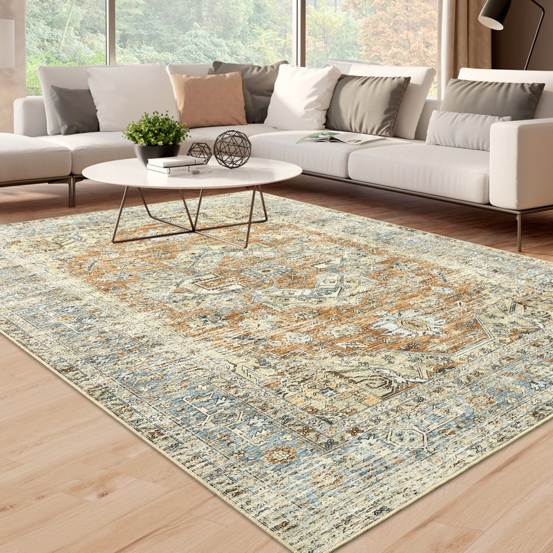 Rolunda Washable Floral Indoor Rug, Rectangle 8' x 10'