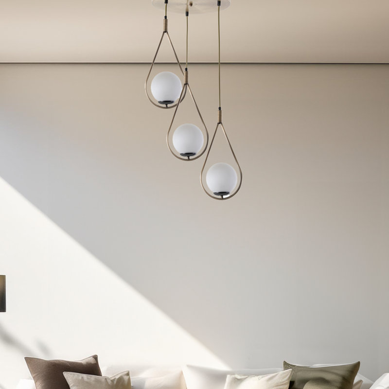 Luminaire suspendu sphère en métal 3 lumières