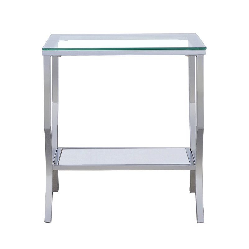 Chrome Glass Square Top End Table