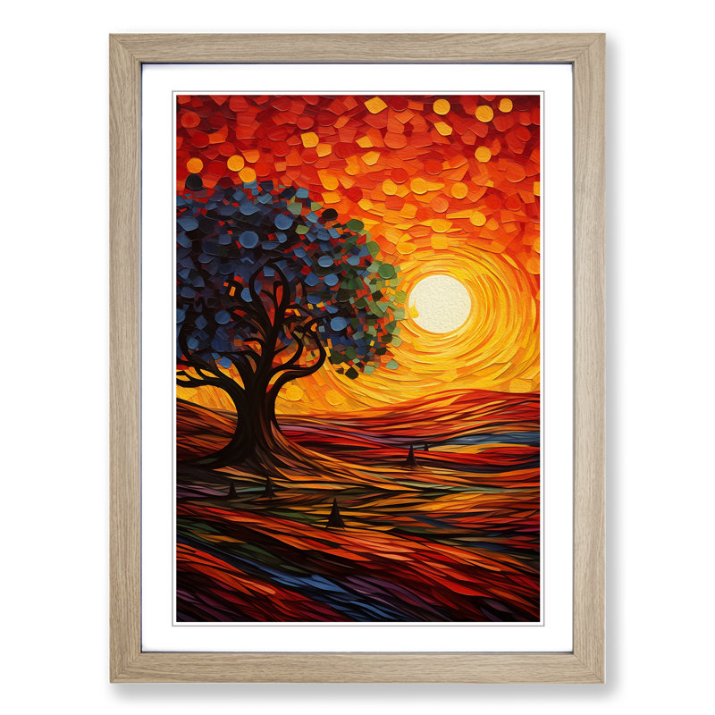 Sunset Orphism No.4 - Framed Print, 64" H x 46" W x 2" D, Oak