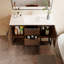 Ensemble de meuble-lavabo simple 47,24 po avec plateau en pierre blanche, bois massif brun, entièrement assemblé