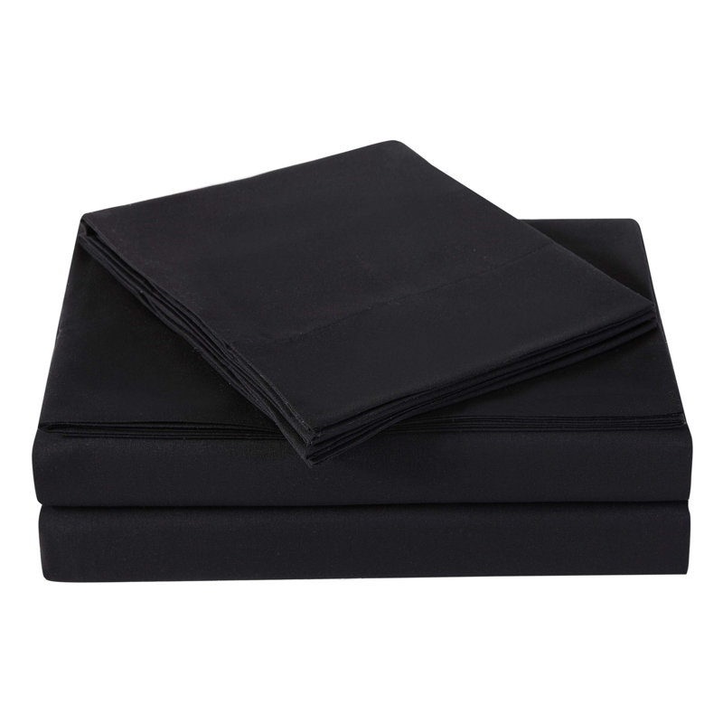 Ensemble de draps Everyday, Ensemble de draps pour lit double avec 2 taies d'o, Noir